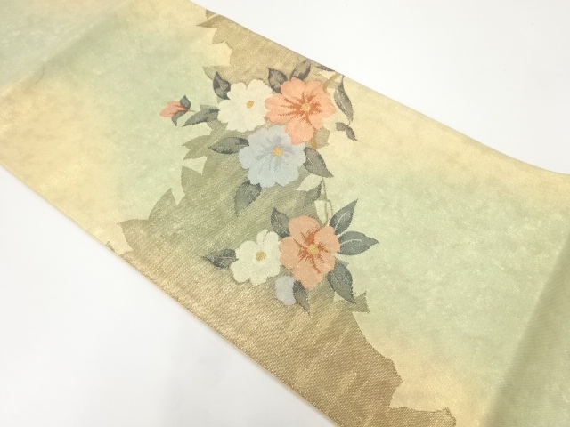 JAPANESE FUKURO OBI / UNUSED / WOVEN FLORAL PLANTS